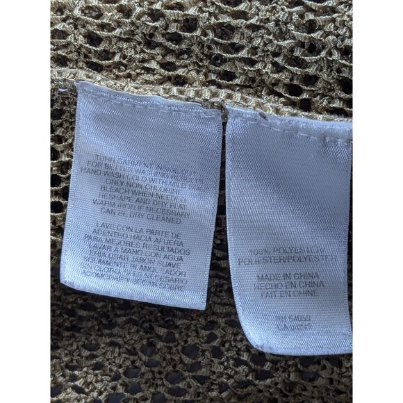 Jones New York Signature Womens Large Open Knit Cardigan Sweater Gold Open Front - Picture 7 of 8